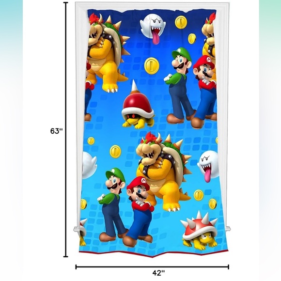 Franco Kids Room Window Curtains Drapes - 2 Sets, 82 in x 63 in, Super Mario - Picture 2 of 3